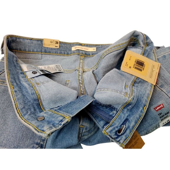 Levis Womens High-Rise Tapered Jeans Size 31x28 Recycled Denim Light Wash - Picture 7 of 13